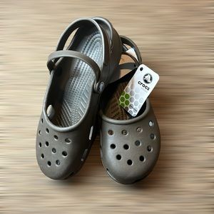Crocs Mary Jane Sling Back Flats Chocolate Brown Size 8W New With Tags
